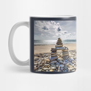 Rock Cairns On Amroth Beach, Wales Mug